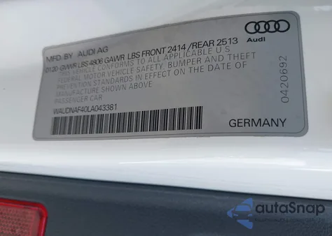 2020 Audi A4 Premium 45 Tfsi Quattro S Tronic z USA, uszkodzony, nr VIN WAUDNAF40LA043381
